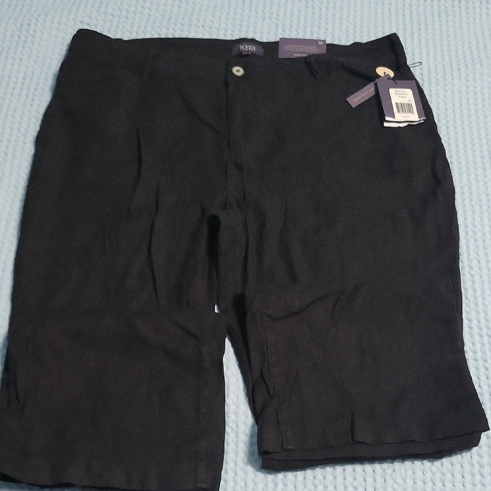 NYDJ Black Linen Viscose With Stretch Pants Size 16w NWT